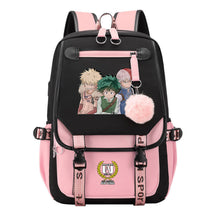 My Heroes Academy Usb Student Backpack, Casual Woven Strap Flip Back Backpack