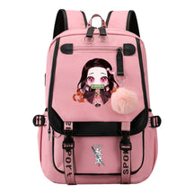 Comic Cartoon Fashion Usb Student Backpack Casual Woven Flap Backpack