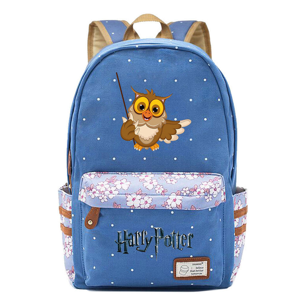 School Of Witchcraft And Wizardry Student Backpack With Floral Canvas Backpack