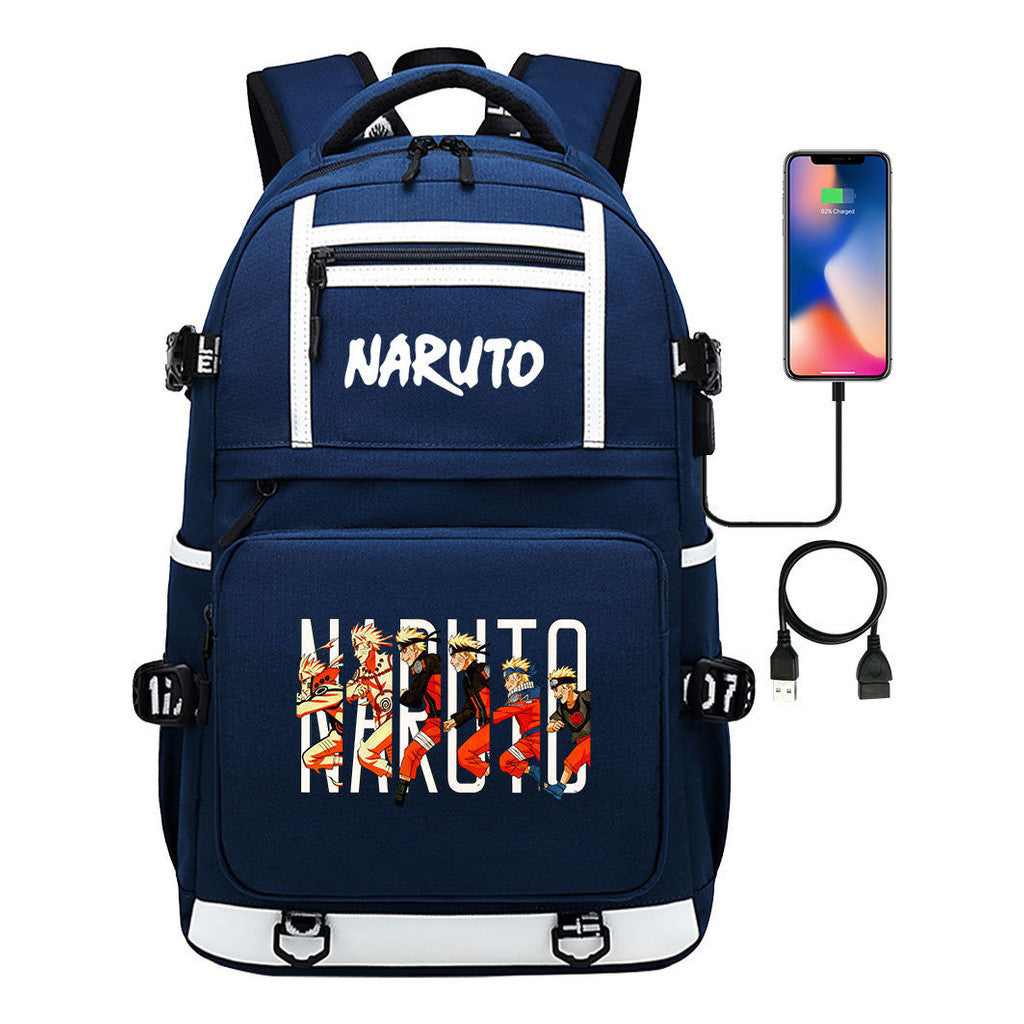 Naruto Usb Youth Student School Bag Men's And Women's Backpack Leisure Travel Bag