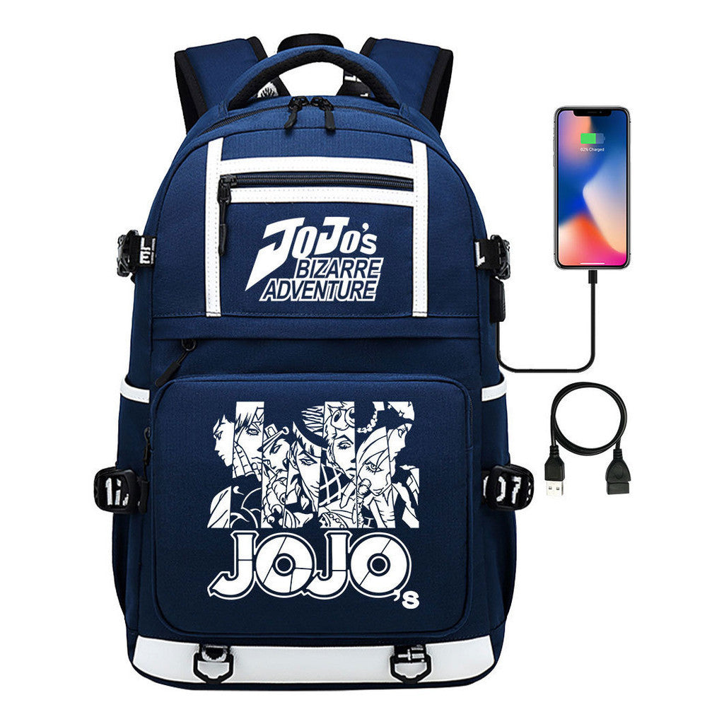 Comic Joe's Wonderful Adventure Print Usb Youth Student Backpack For Men And Women's Leisure Travel Backpack