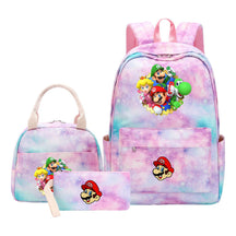 Super Mario Youth Student Girls School Bag Lunch Bag Three Piece Backpack Set