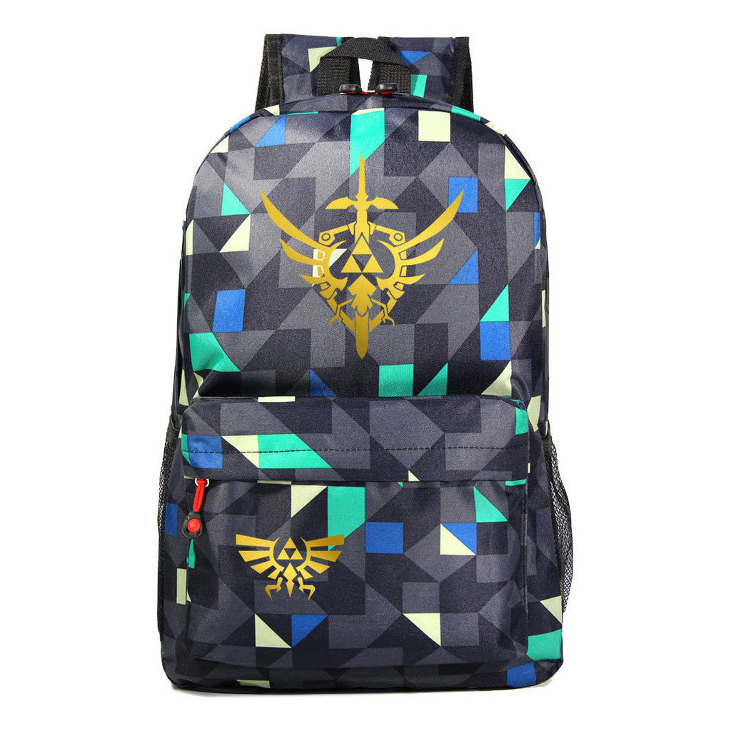 Golden Printed Youth Student Backpack Men And Women's Leisure Backpack
