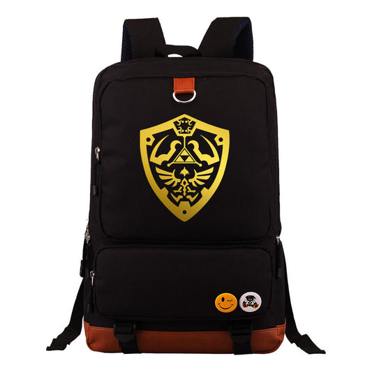 Golden Printed Youth Student Backpack, Travel Bag, Men's And Women's Backpack