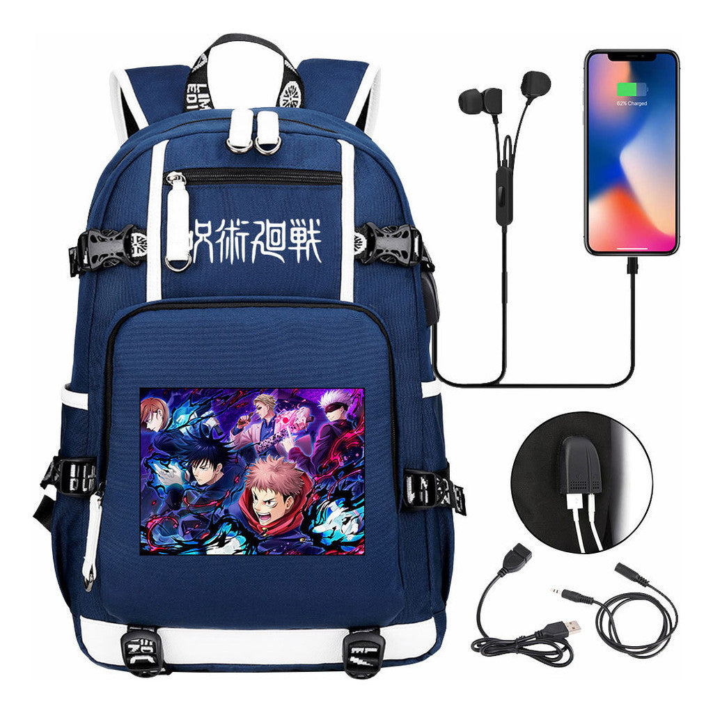 Printed Usb Youth Student Backpack Men And Women's Leisure Large Capacity Travel Backpack