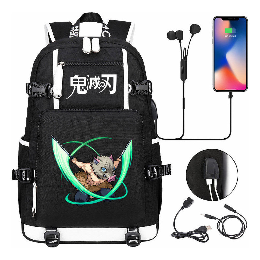 Cartoon Printed Usb Large Capacity Youth Student Backpack For Men And Women's Leisure Travel Backpack