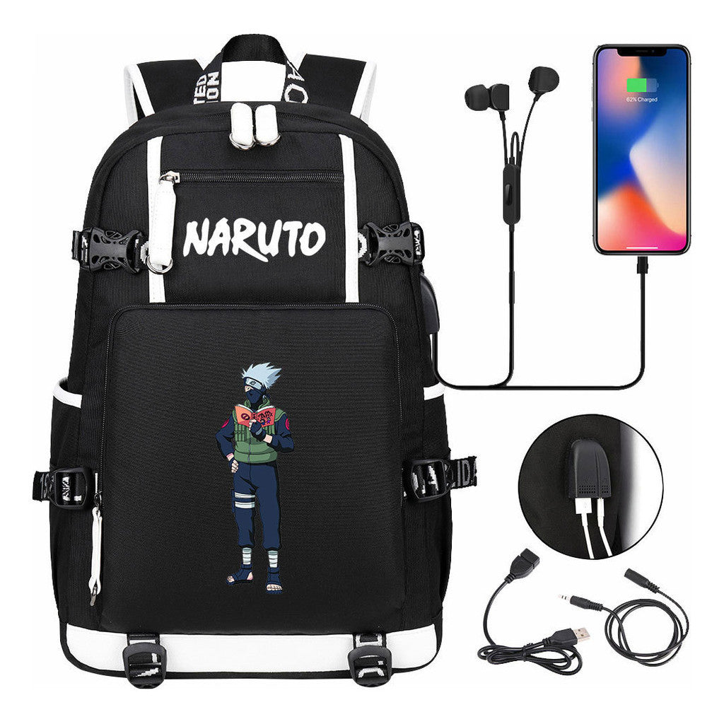 Naruto Usb Large Capacity Youth Student Backpack For Men And Women's Leisure Travel Backpack