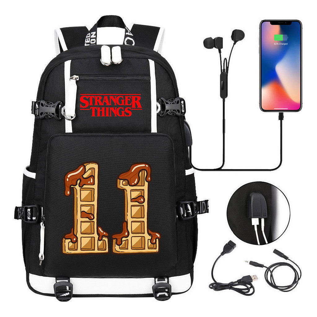 Strange Story Printed Usb Youth Student Backpack For Men And Women's Leisure Travel Backpack