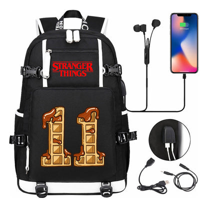 Strange Story Printed Usb Youth Student Backpack For Men And Women's Leisure Travel Backpack