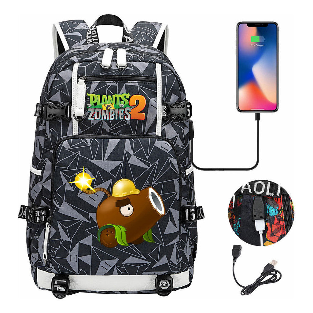Printed Usb Youth Student Backpack For Men And Women's Leisure Travel Backpack