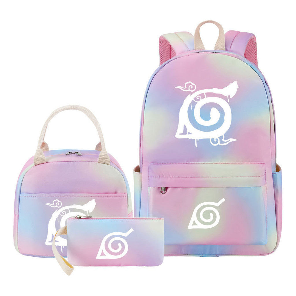 Naruto Teenage Student Girls School Bag Lunch Bag Three Piece Set Backpack Set