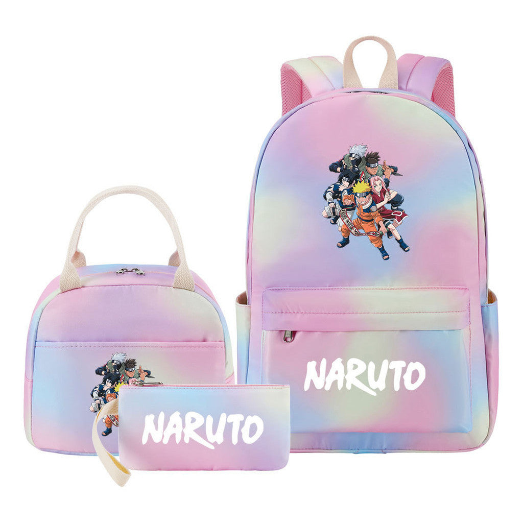 Naruto Teenage Student Girls School Bag Lunch Bag Three Piece Set Backpack Set