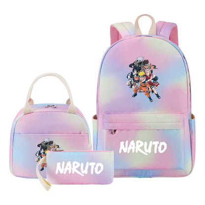 Naruto Teenage Student Girls School Bag Lunch Bag Three Piece Set Backpack Set
