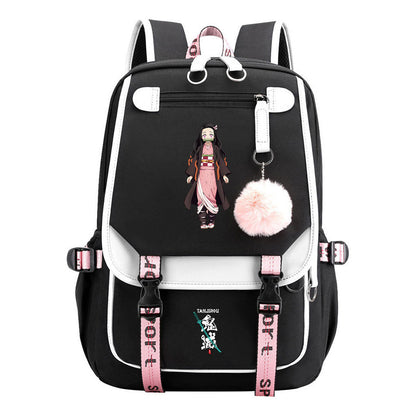 Cartoon Fashion Usb Youth Student School Bag Casual Ribbon Flip Backpack