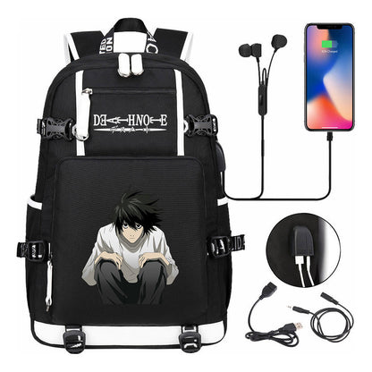 Death Note Usb Large Capacity Youth Student Backpack Men's And Women's Leisure Travel Backpack
