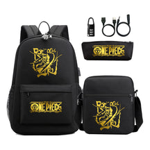 Golden Pirate King Usb Password Lock Youth Student Backpack Set Of Three Pieces, Men's And Women's Backpack Set