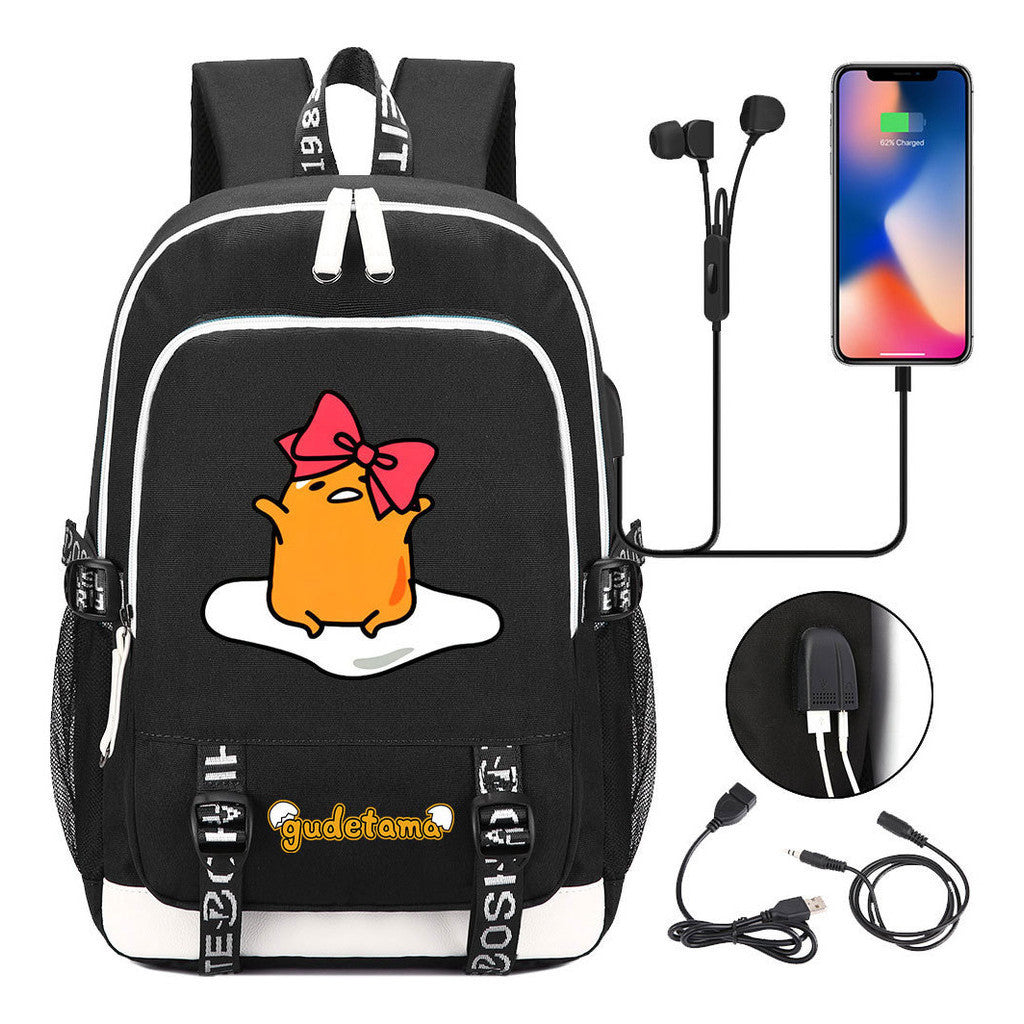 Comic Egg Yolk Lazy Egg Teenage Student Backpack Usb Boys And Girls Casual Backpack