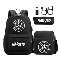 Naruto Usb Password Lock Student Backpack Three Piece Set For Boys And Girls Backpack Set