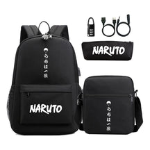 Naruto Usb Password Lock Student Backpack Three Piece Set For Boys And Girls Backpack Set