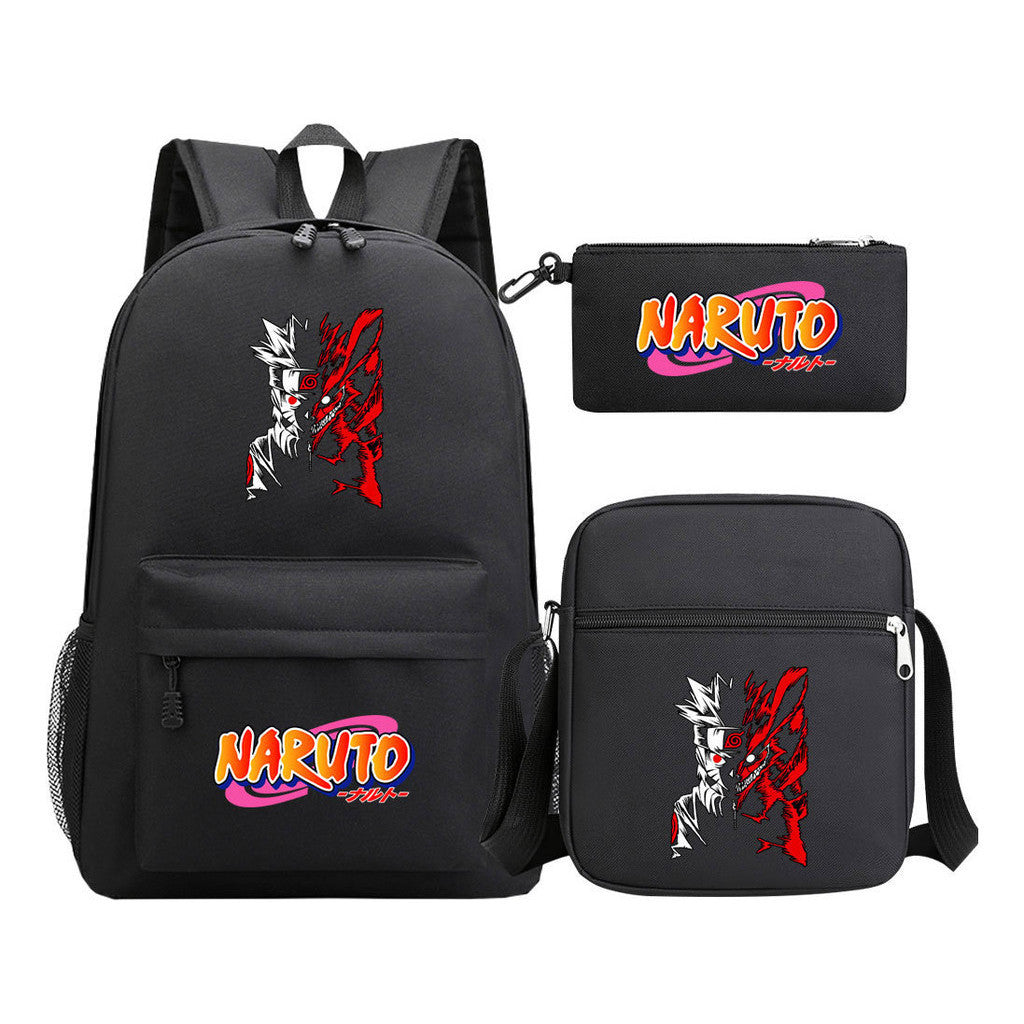 Anime Naruto Starry Sky Student School Bag Three Piece Set For Men And Women Backpack Set