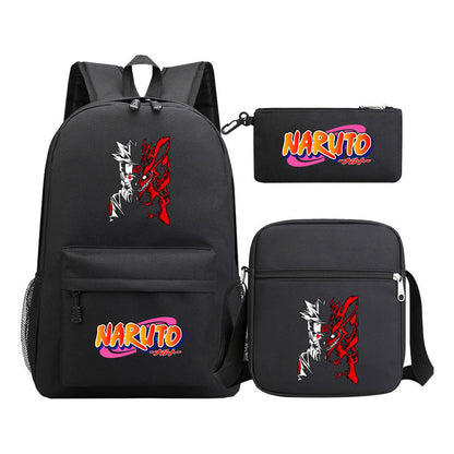 Anime Naruto Starry Sky Student School Bag Three Piece Set For Men And Women Backpack Set