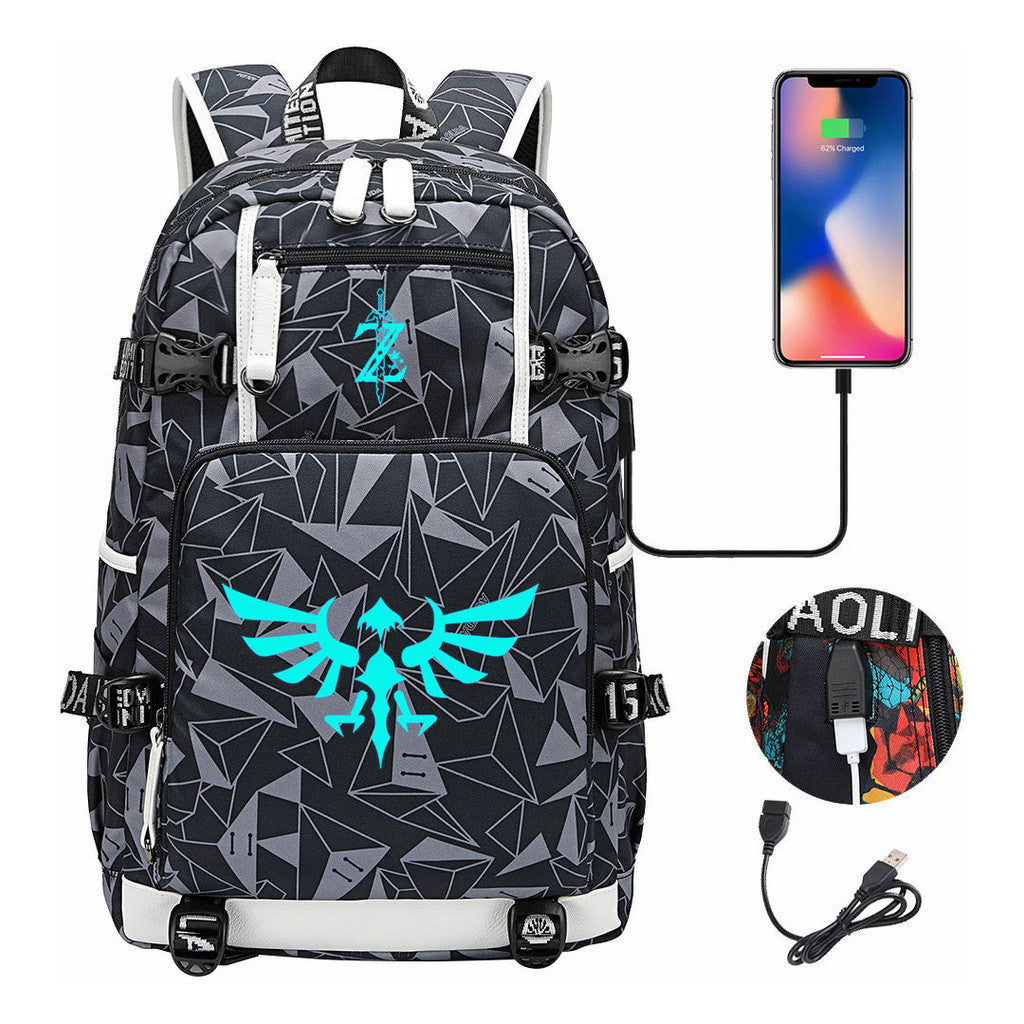 Legend Of Zelda Usb Youth Student Backpack For Men And Women's Leisure Travel Backpack
