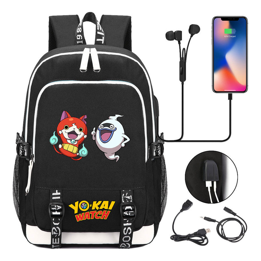 Anime Monster Watch Student School Bag Usb Men's And Women's Leisure Backpack