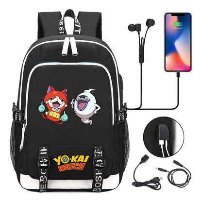 Anime Monster Watch Student School Bag Usb Men's And Women's Leisure Backpack