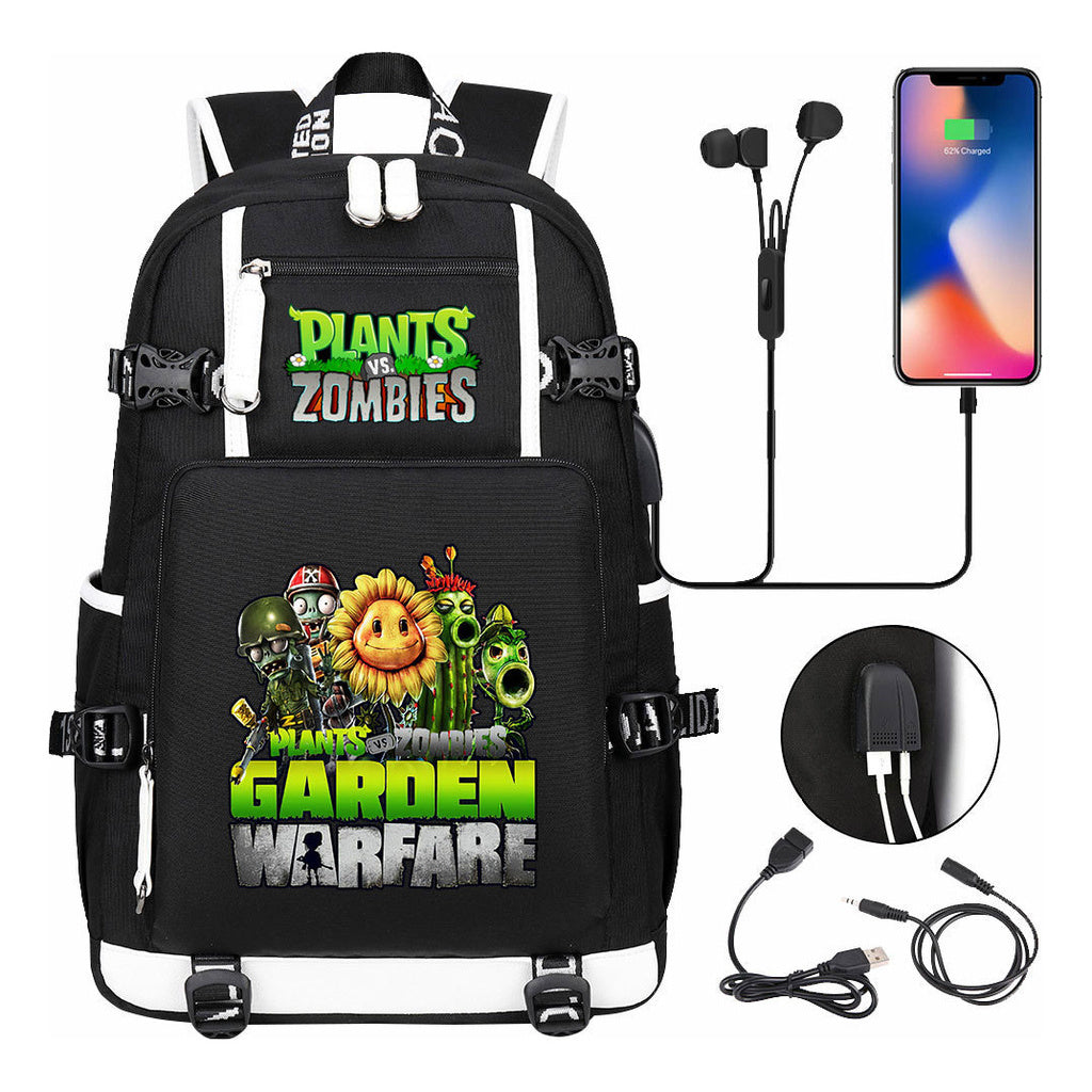 Plant Wars Usb Youth Student Backpack For Men And Women's Leisure Travel Backpack