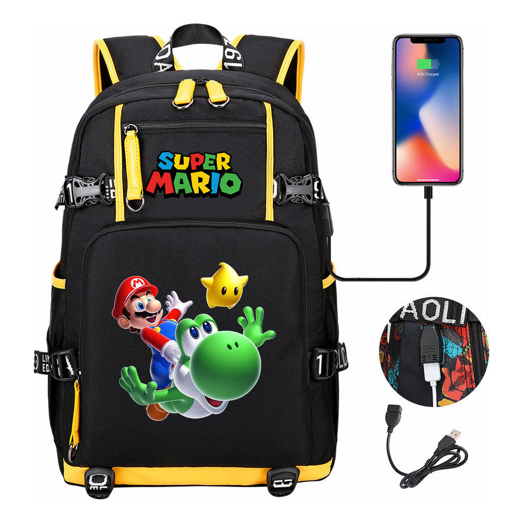 Super Mario Printed Teenage Student Backpack With Large Capacity For Men And Women's Leisure Travel Backpack