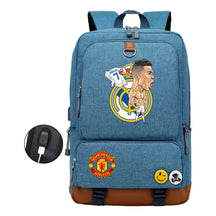 Football Star Cristiano Ronaldo Printed Usb Youth Student Backpack For Boys And Girls Leisure Travel Backpack
