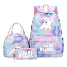 Cartoon Cute Three Bears Youth Student Girls School Bag Lunch Bag Three Piece Set Backpack Set