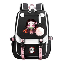 Cartoon Fashion Usb Youth Student Backpack Boy's And Girl's Leisure Ribbon Flip Backpack