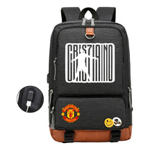 Football Star Cristiano Ronaldo Printed Usb Student Backpack For Leisure Travel Backpack