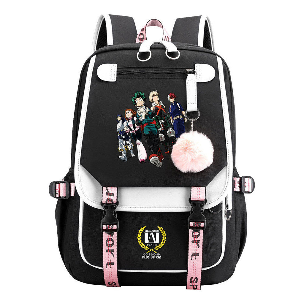 My Heroes Academy Usb Student Backpack, Casual Woven Strap Flip Back Backpack