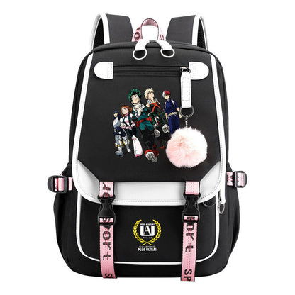 My Heroes Academy Usb Student Backpack, Casual Woven Strap Flip Back Backpack