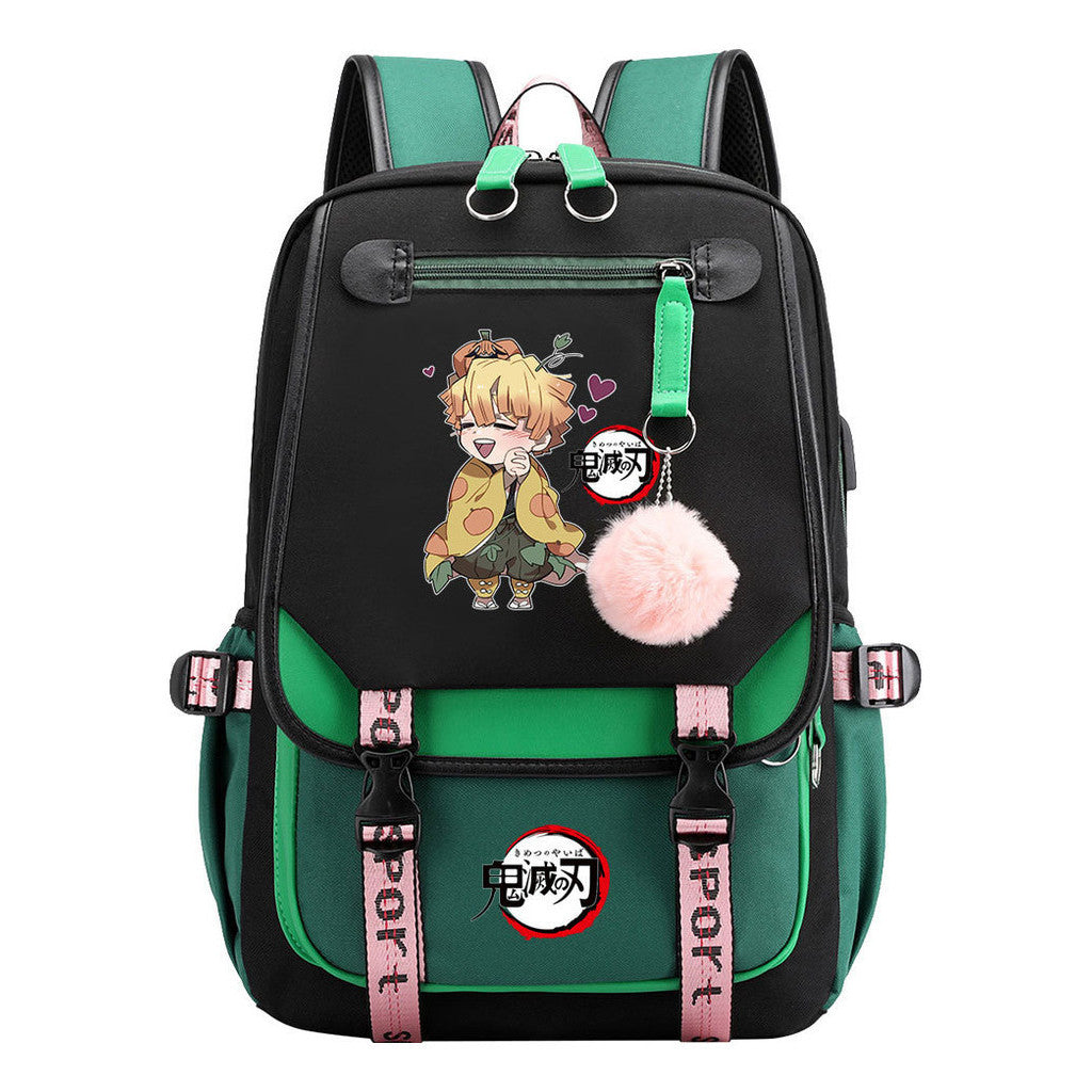 Cartoon Fashion Usb Student Backpack With Casual Woven Strap Flip Back Backpack
