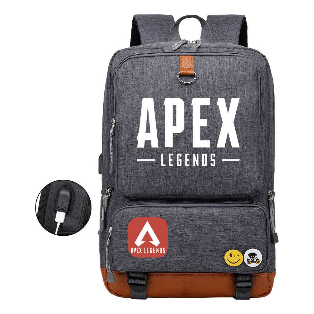 Apex Hero Print Usb Youth School Bag Travel Backpack