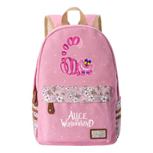 Anime Cartoon Cheshire Cat Print Student Backpack, Floral Casual Backpack