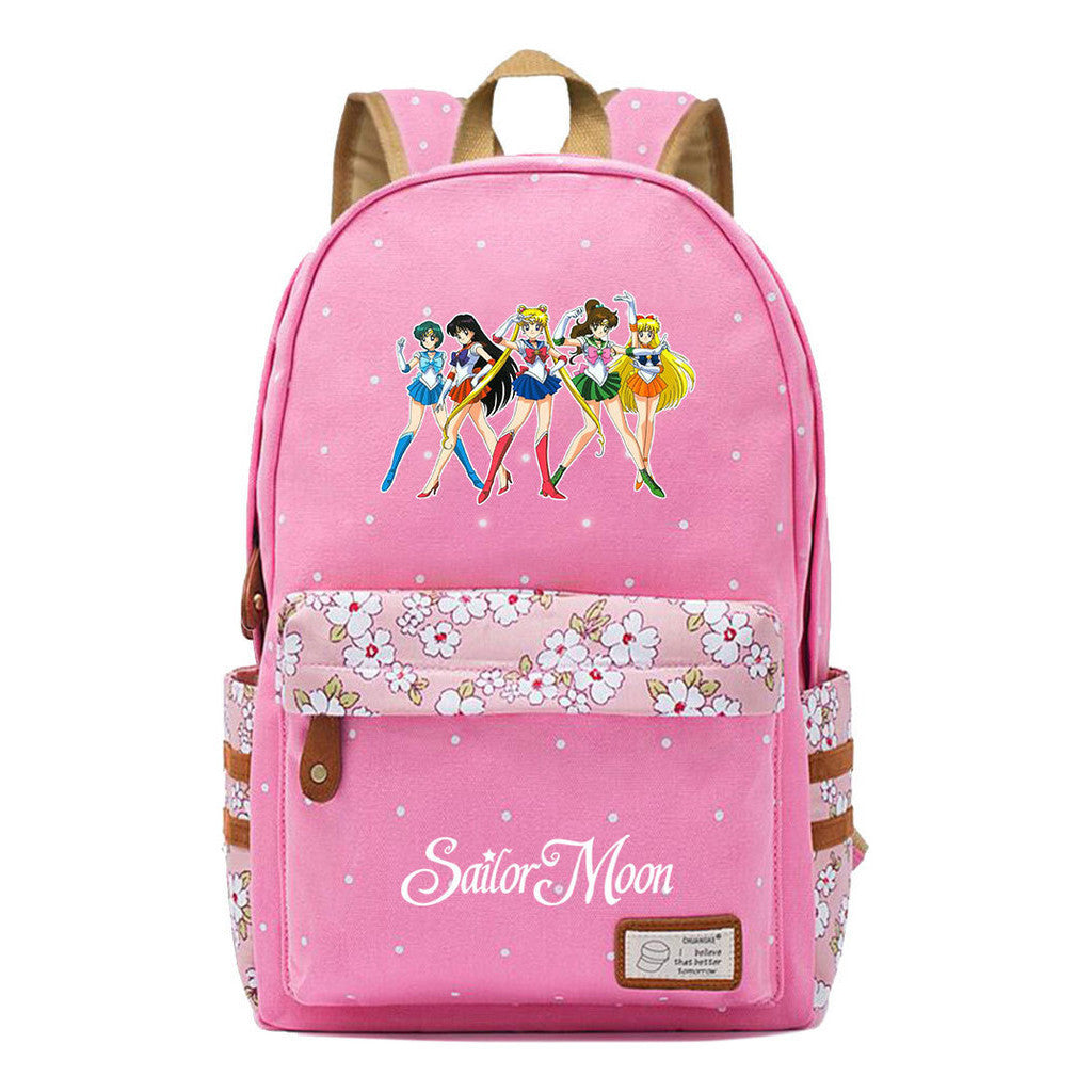 Anime Surrounding Beauty Girl Warrior Youth Student School Bag Fragmented Flower Boy's And Girl's Leisure Backpack