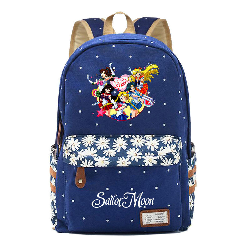 Anime Surrounding Beauty Girl Warrior Youth Student School Bag Fragmented Flower Boy's And Girl's Leisure Backpack