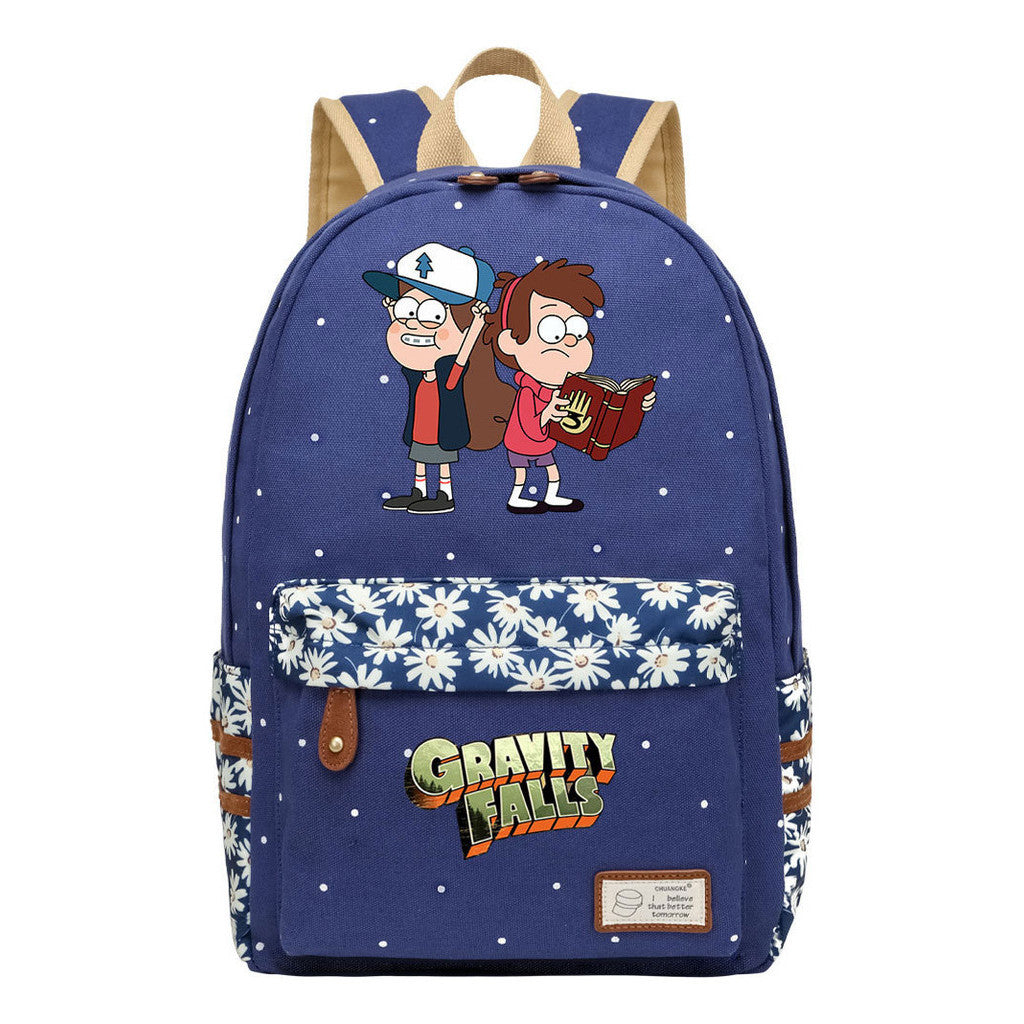 Cartoon, Anime, Bizarre Town, Teenage Student Backpacks, Floral Men's And Women's Backpacks