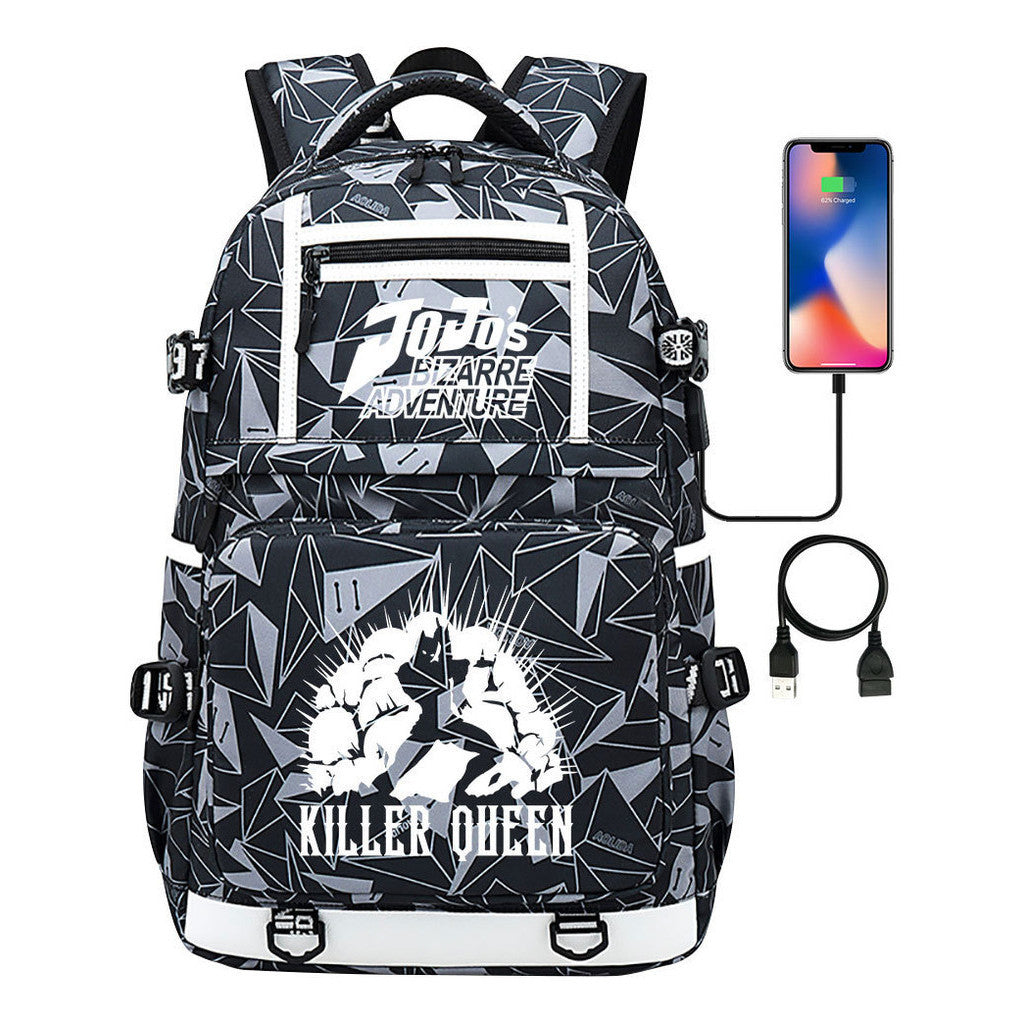 Comic Joe's Wonderful Adventure Print Usb Youth Student Backpack For Men And Women's Leisure Travel Backpack