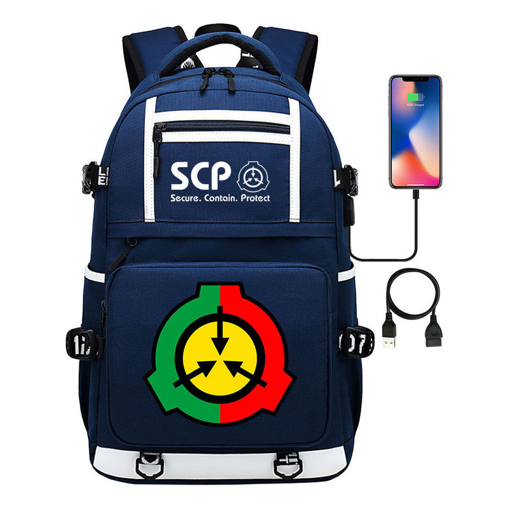 Printed Usb Youth School Bag Leisure Travel Backpack