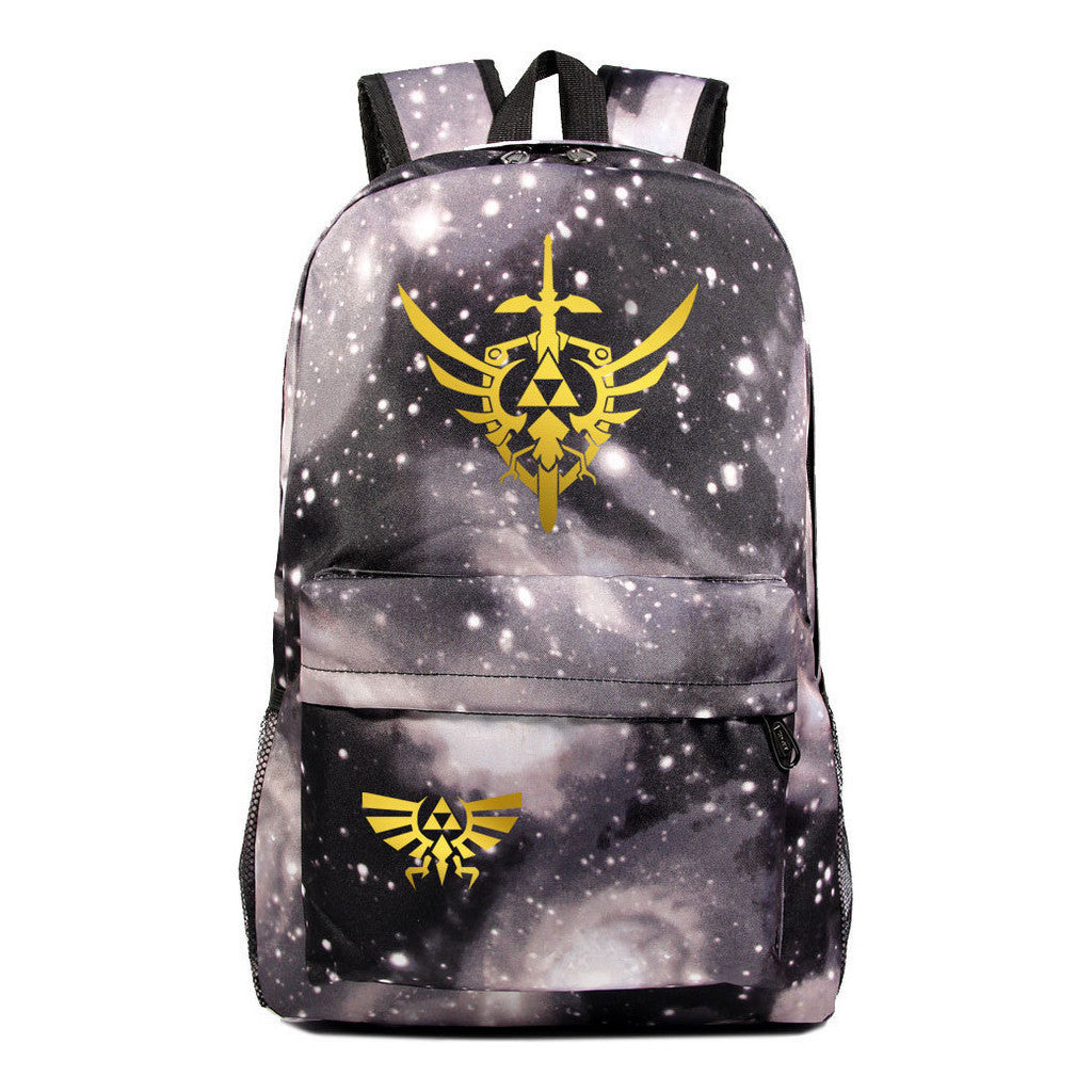 Golden Printed Youth Student Backpack Men And Women's Leisure Backpack