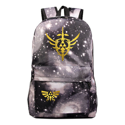 Golden Printed Youth Student Backpack Men And Women's Leisure Backpack