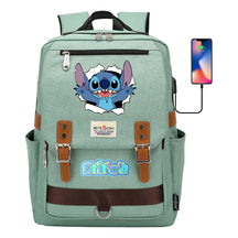 Anime Star Baby Stitch Printed Youth Student School Bag Casual Magnetic Buckle Backpack