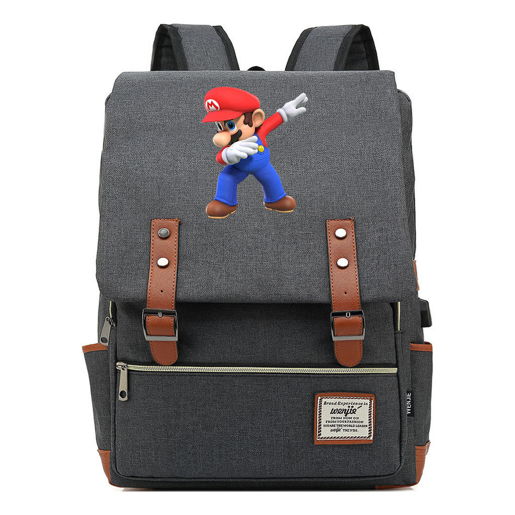 Game Super Mario Youth Student Backpack Usb Casual Backpack