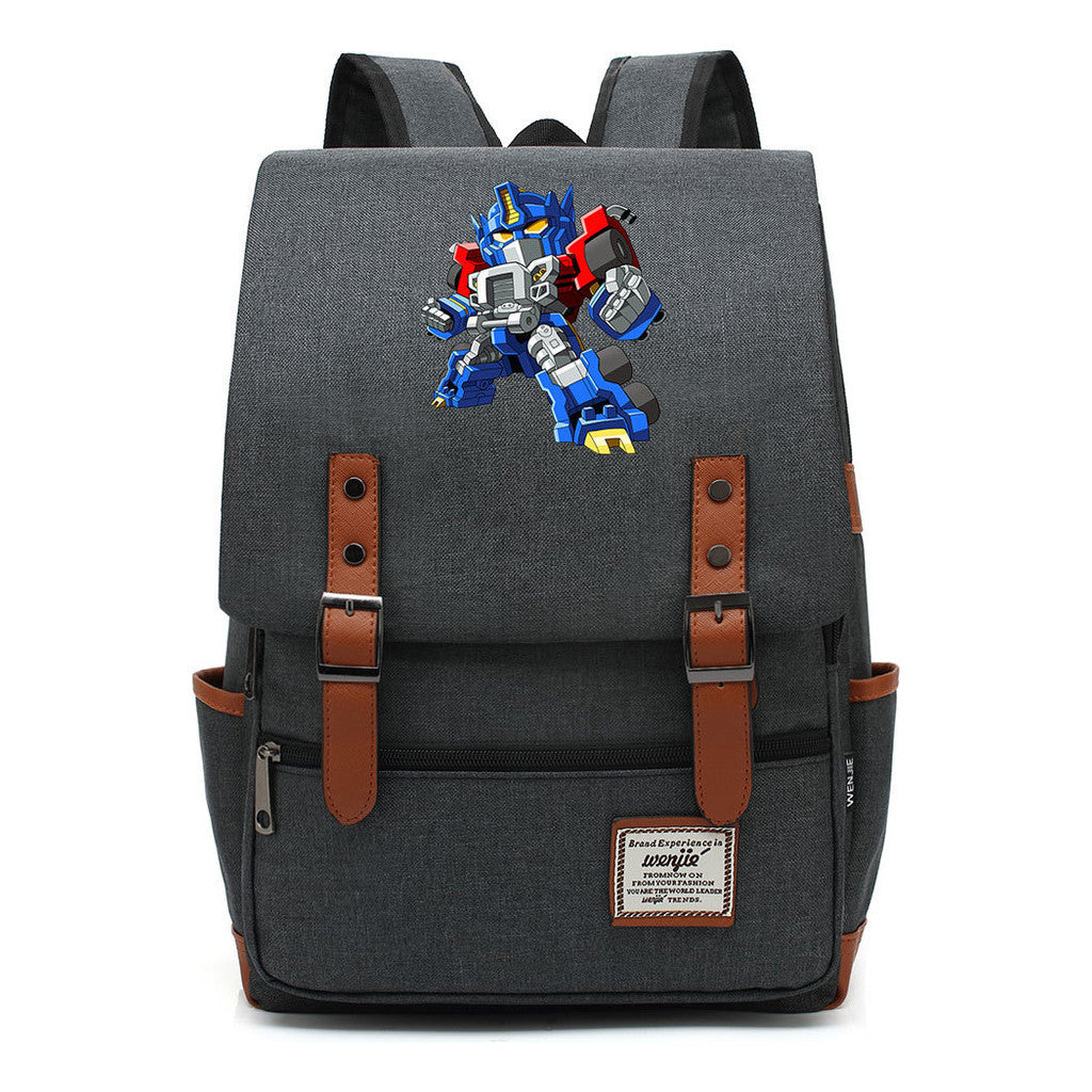 Transformed Mecha Printed Student Backpack For Men And Women's Leisure Backpack