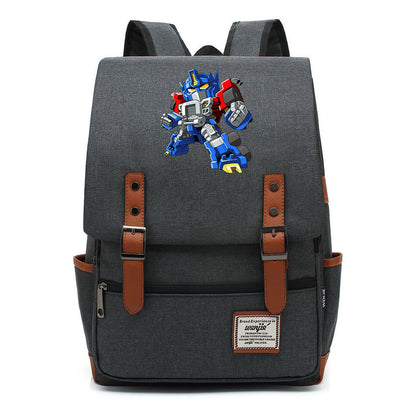 Transformed Mecha Printed Student Backpack For Men And Women's Leisure Backpack